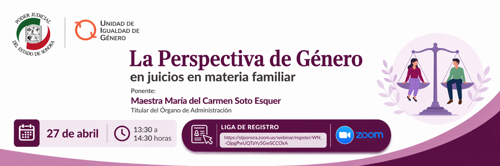 Banner de convocatoria de conferencia del 27 de abril de 2026