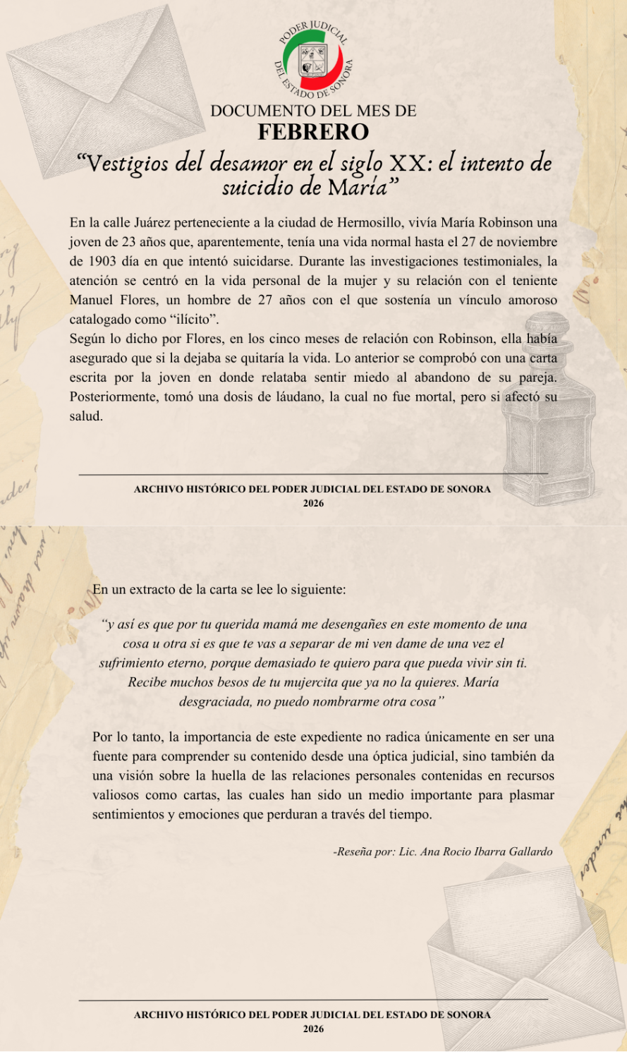 Vestigios del desamor en el siglo XX: el intento de suicido de María